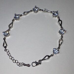925 Sterling Silver 6 Stone Clear CZ Bracelet